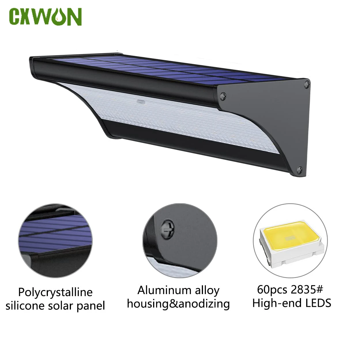 Waterproof Junction Box Solar - 60/48Led zewnętrzna lampa ścienna na energię